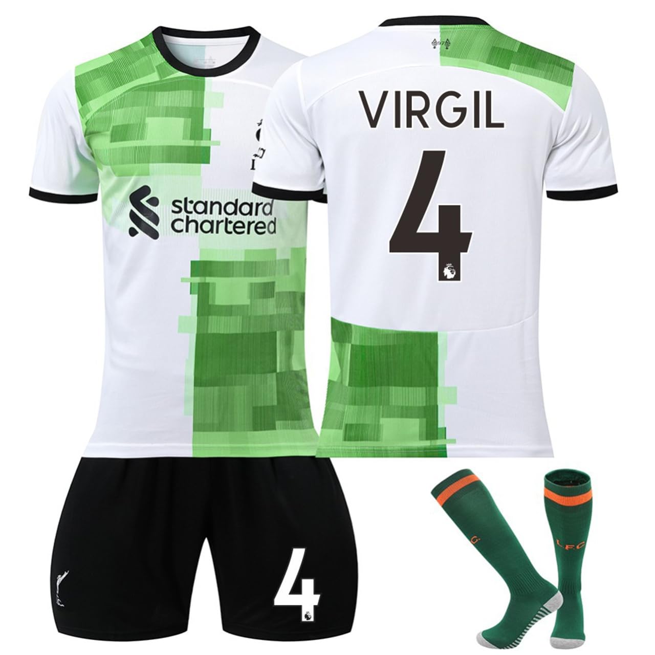 リバプール ユニフォーム Virgil 4，サイズ L、M リバプール 24-25 アウェイ 半袖 ユニフォーム No.4 フィルジル